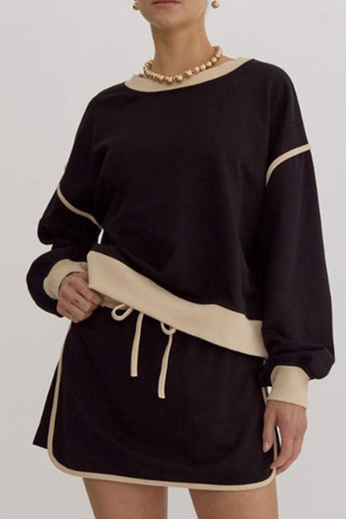 'Beryl' Round Neck Top and Skort Set - Celes Fashion